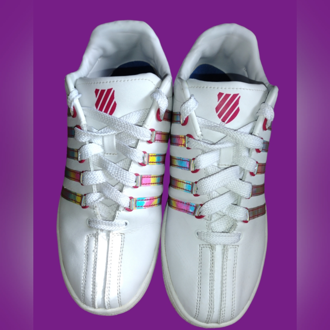 New Women's K-Swiss Court Pro Ii Cmf Shoes Size 6.5 Rainbow Stripes